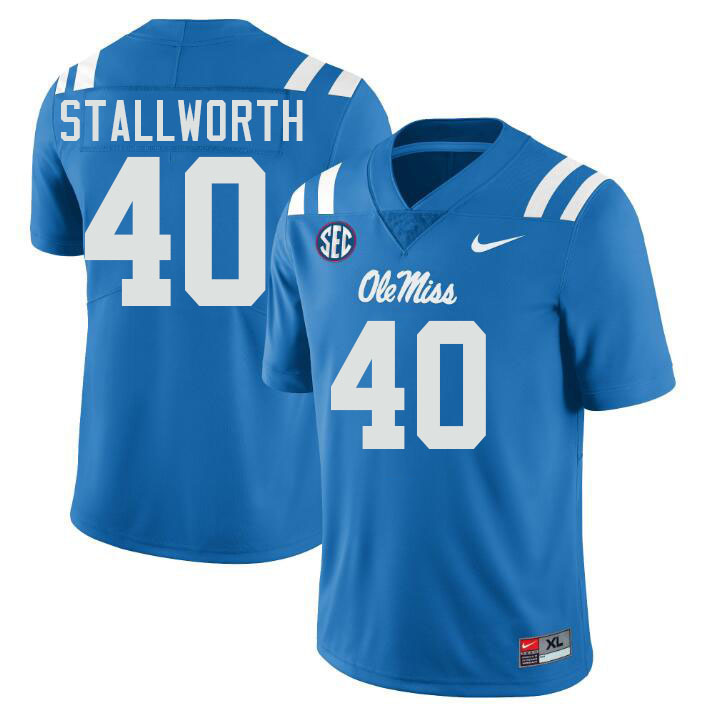 Ole Miss Rebels #40 Micah Stallworth College Football Jerseys Stitched-Power Blue